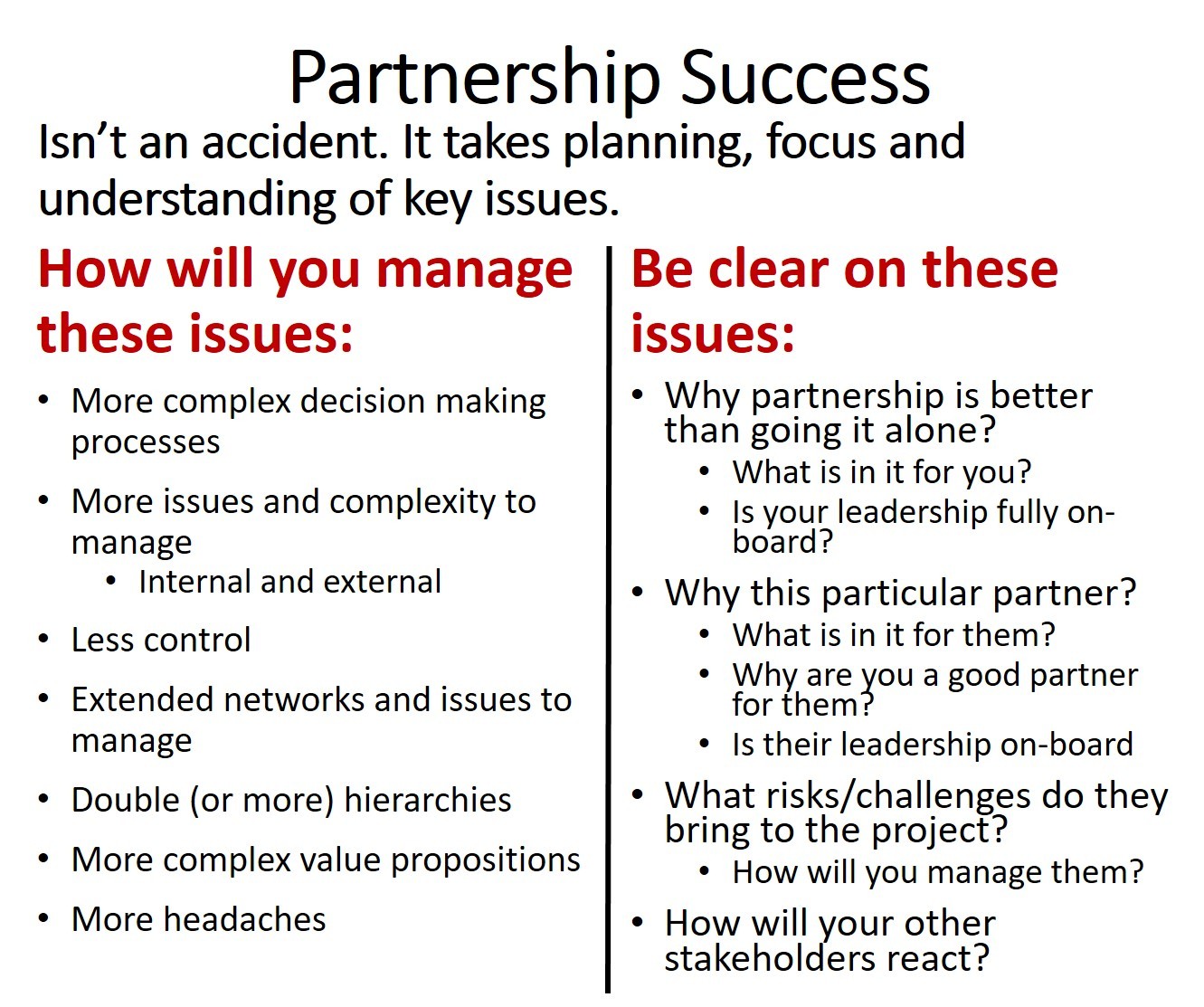 Partnership success